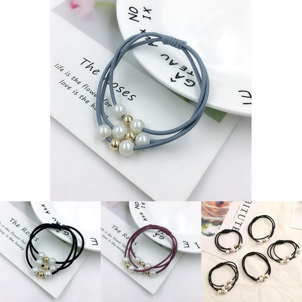 Korean Version Of The Three-strength Rubber Band High-elastic Pearl Head Rope For Women And Girls