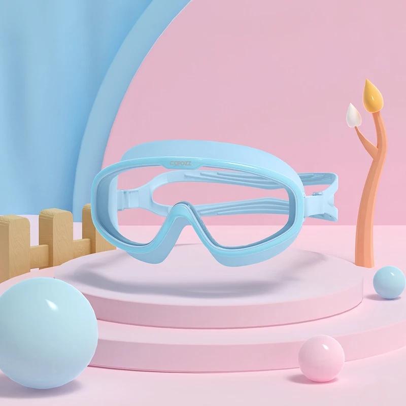 Kids Swimming Goggles Waterproof Adjustable Silicone Child Swim Glass Anti-fog UV Protection Big Frame Eyewear with Case
