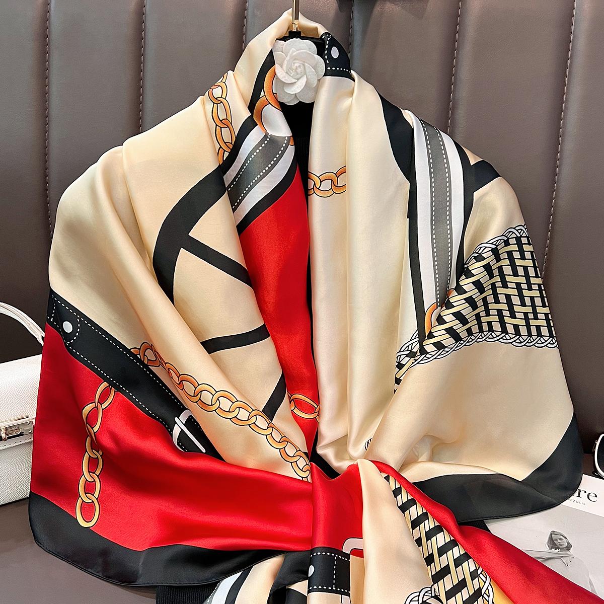 

New light and thin carriage chain long silk scarf office air-conditioned room scarf going out to work commuting windproof advanced 180CM