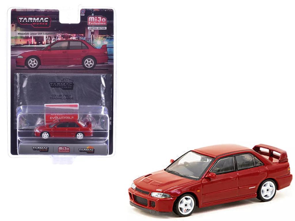 Tarmac Works Mitsubishi Lancer GSR Evolution II Red Trading Card Included Tarmac Works Lancer Evolution Mini Car 1/64 [Item]