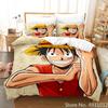 One Piece Luffy Boy 3pcs Bedding Set Pillowcase Anime Bedclothes Cartoon 3D Printed Kids Adult Child Boys Quilt Duvet Cover Gift