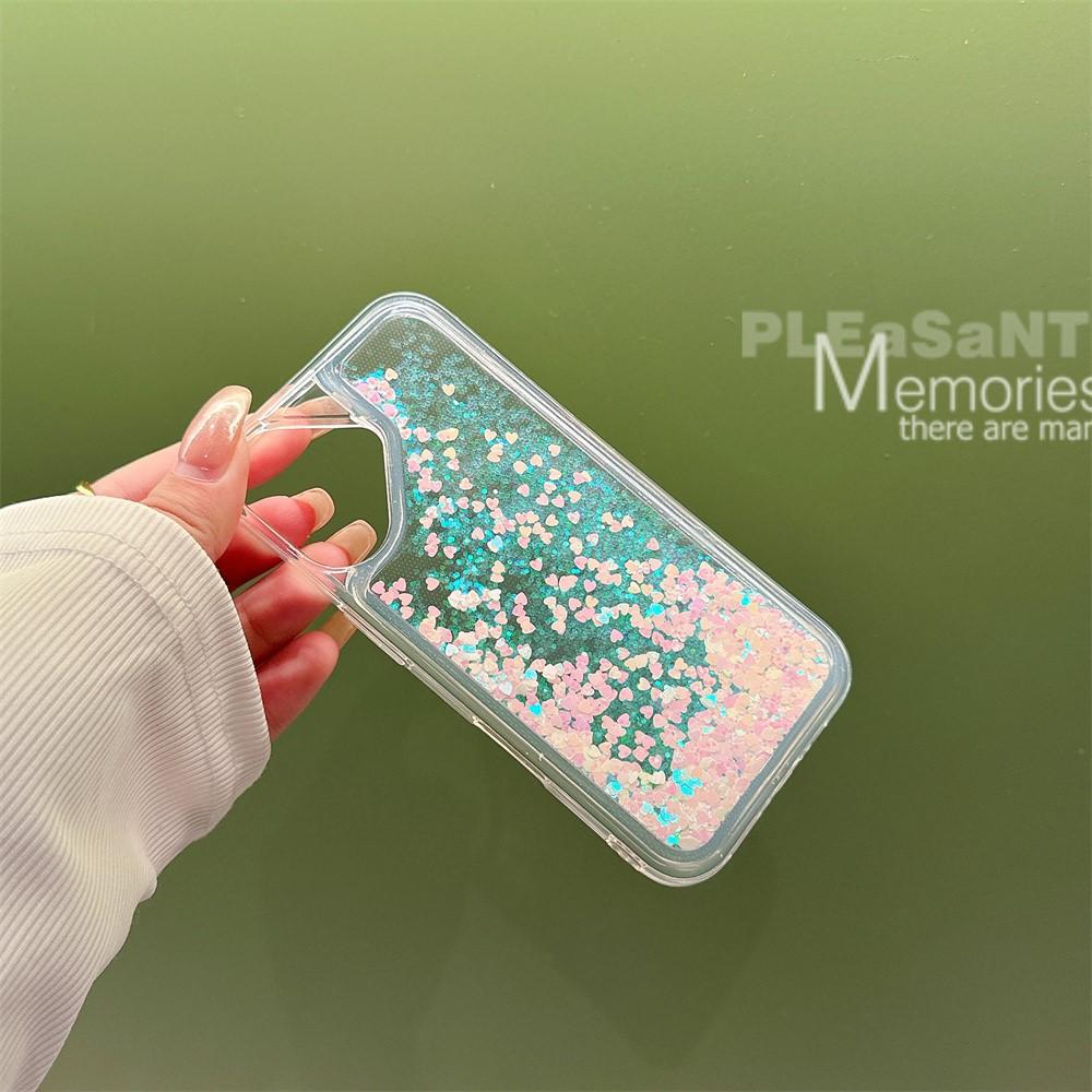 Ästhetisches Transparente Flüssigkeit Glitzer Glänzend Pailletten Hülle Für iPhone 16 15 14 13 12 11 Pro Max Mini Xs XR 7 8 Plus SE Bumper Abdeckung