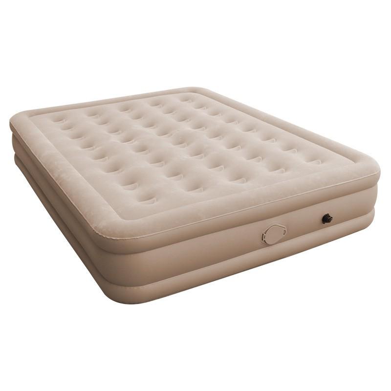 Portable Inflatable Air Mattress with Built-in Pump - Single/Double Camping Flocking Bed
