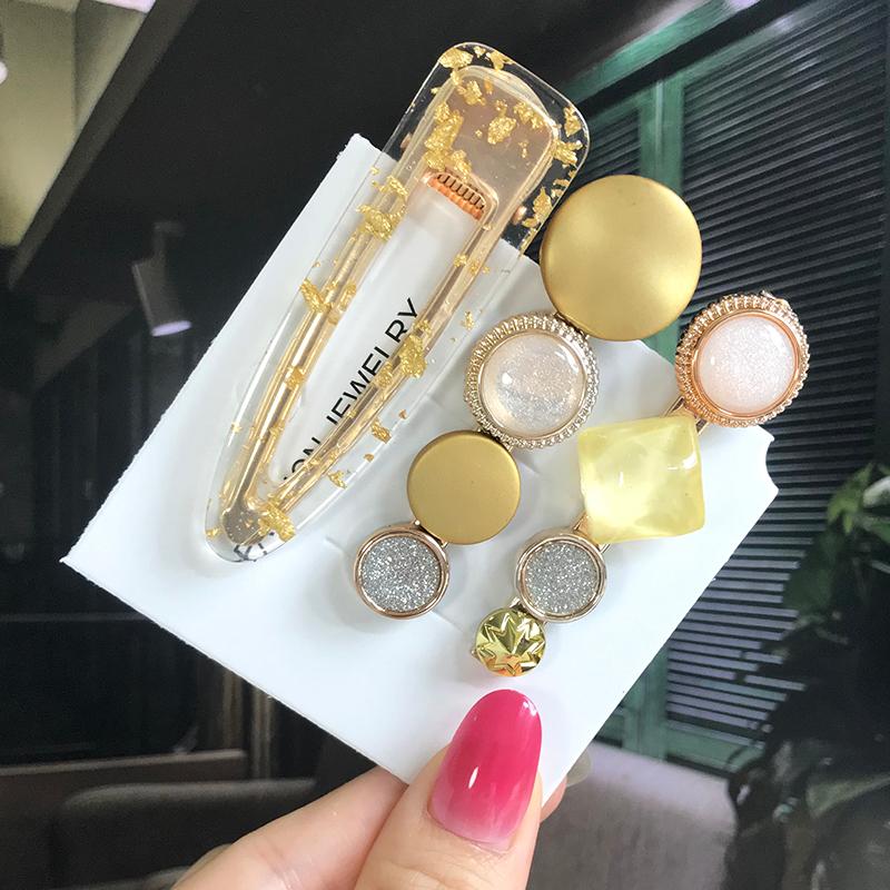 Fashion Hair Pins Side Clip Set Sweet Acrylic Waterdrop Hair Barrettes For Women Girls Korean Geometric Hair Accessories Jewelry