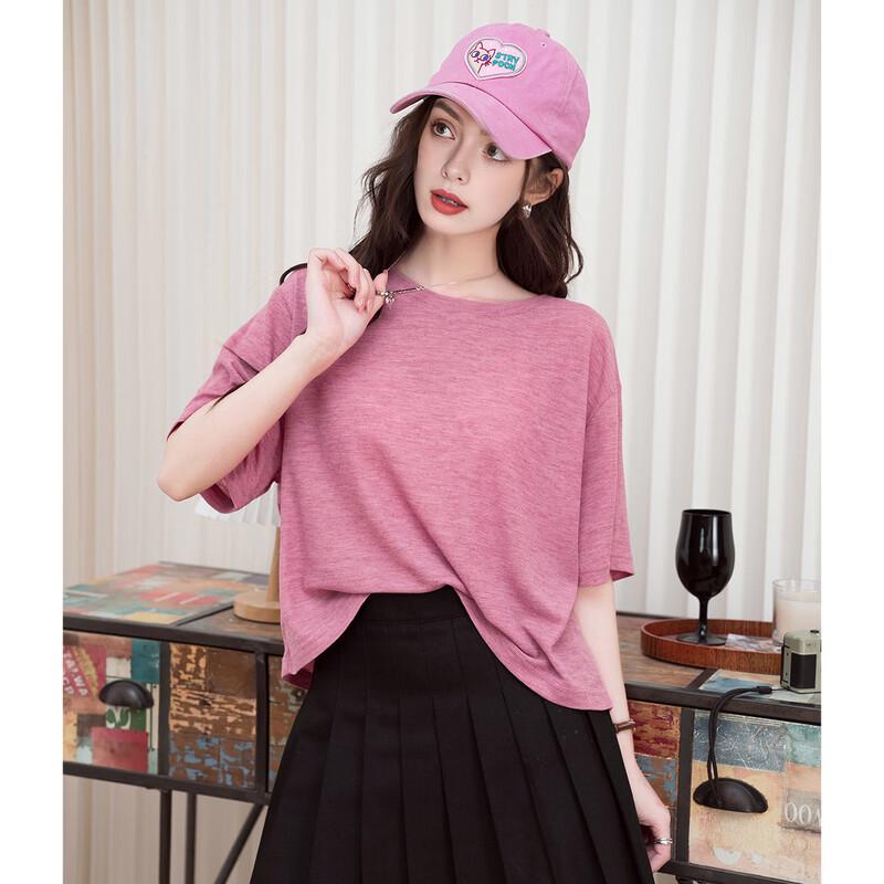 French Box Solid Color Short Sleeve T-shirt L