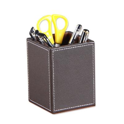 New PU Leather Pen Holder Round/Square Large-capacity Stationery Storage Holder Portable Desktop Organizer Student Gift