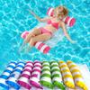 Inflatable Water Foldable Hammock Mesh Backrest PVC Stripe Floating Lounge Mattress Portable Float Summer Party Beach Pool Lake