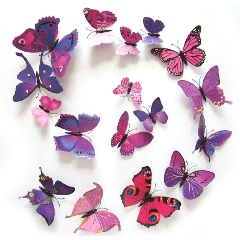 New Gossip Girl Same 12Pcs/Set 3D Butterfly Wall Stickers Living Room Butterflies Decors For Home Fridge Decoration