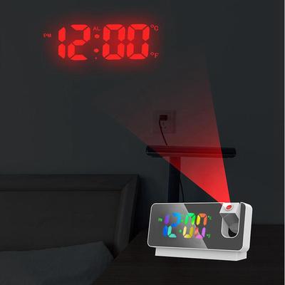 Digital Projection Alarm Clock Large Mirror LED Display USB Charger Port