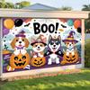 2D Flat Print Cute Puppies in Witch Hats Halloween Photography Background