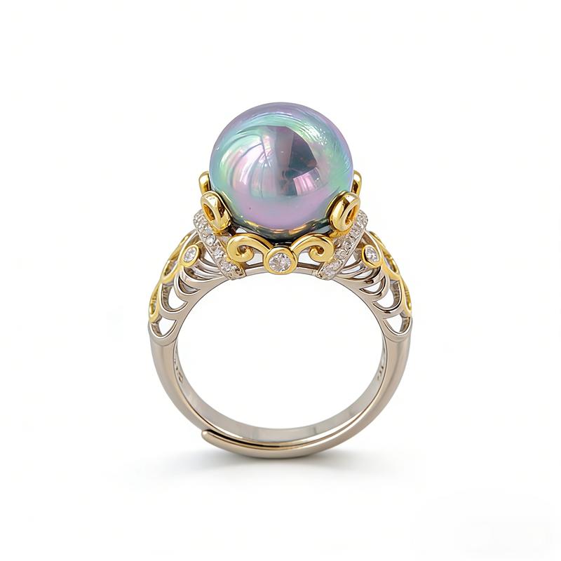 

925 Sterling Silver Rings Retro Style Charm Inlaid Trendy Imitation Pearl Opening Adjustable Ring Lady Vintage Court Jewelry resizable