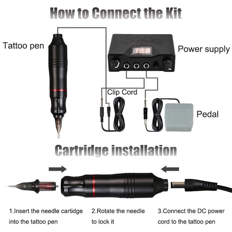 Best-Selling Beginner Tattoo Kit: Motorized Pen with Liner & Shader Equipment, Includes 20 Pigment Colors