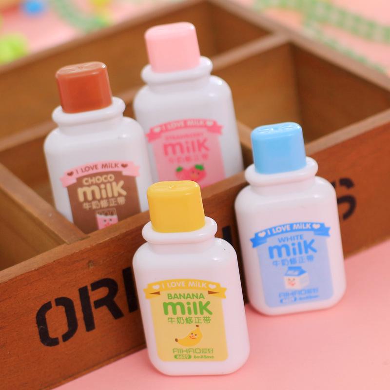 Novelty Milk Bottle Kawaii White Corrector Practical Correction Tape Diary Stationery School Supplies
