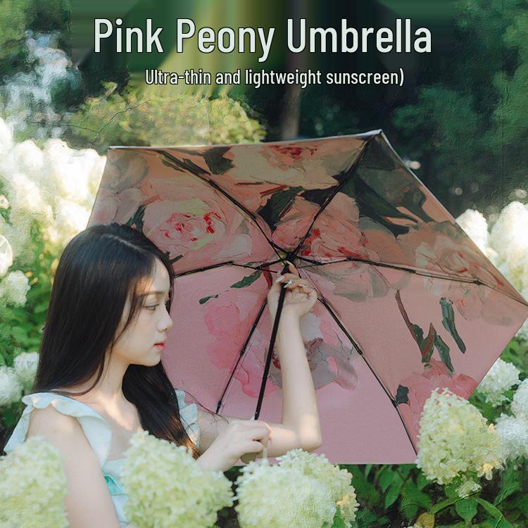 Compact Five-Fold Sunshade Umbrella: Portable, UV-Protective, Ideal for Sunny and Rainy Days