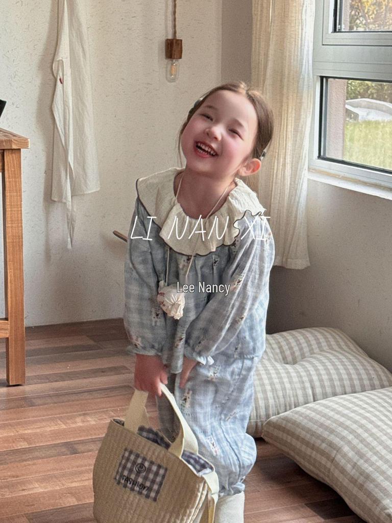 Autumn 2025 Baby Princess Pajama Set: Ruffle Edge, Peter Pan Collar, Cute Sleepwear 85025