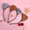 Leopardenmuster Glitzer Katzenohren Stirnband Metall Haarreifen Damen Party Accessoire Alltagskleidung Mädchen Festliche Katzenohren Haarband