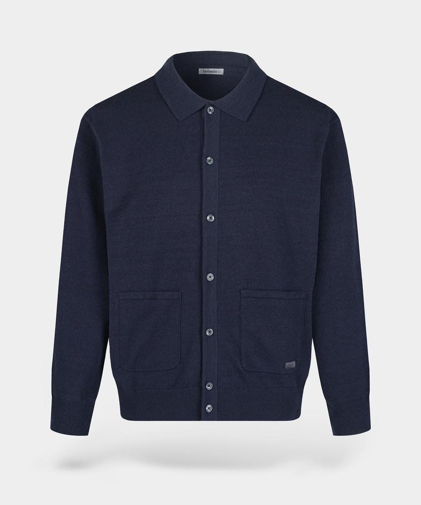 Birbante Soft Washable Collared Cardigan - Dark Navy