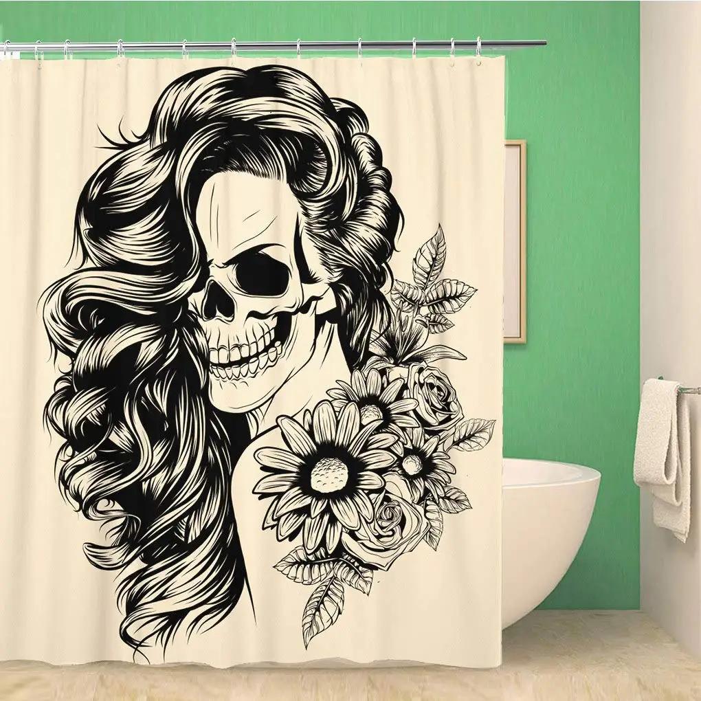 Abstract Hand Painting Shower Curtains Women Sketch Bath Curtain Lover Human Body Minimalist Art Waterproof Bathroom Curtains