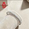 Chic Minimal S925 Silver Clear Mixed Cut Compact Prong Alternating Half Pave Smooth Hinged Certified Radiant Moissanite Bangle