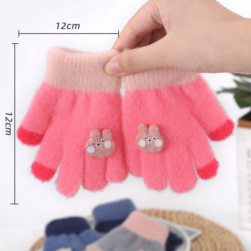 

Зимние перчатки Мальчики и девочки Вязаные перчатки Утолщенные морозостойкие перчатки из кроличьего велюра Теплые перчатки Детские мультяшные перчатки