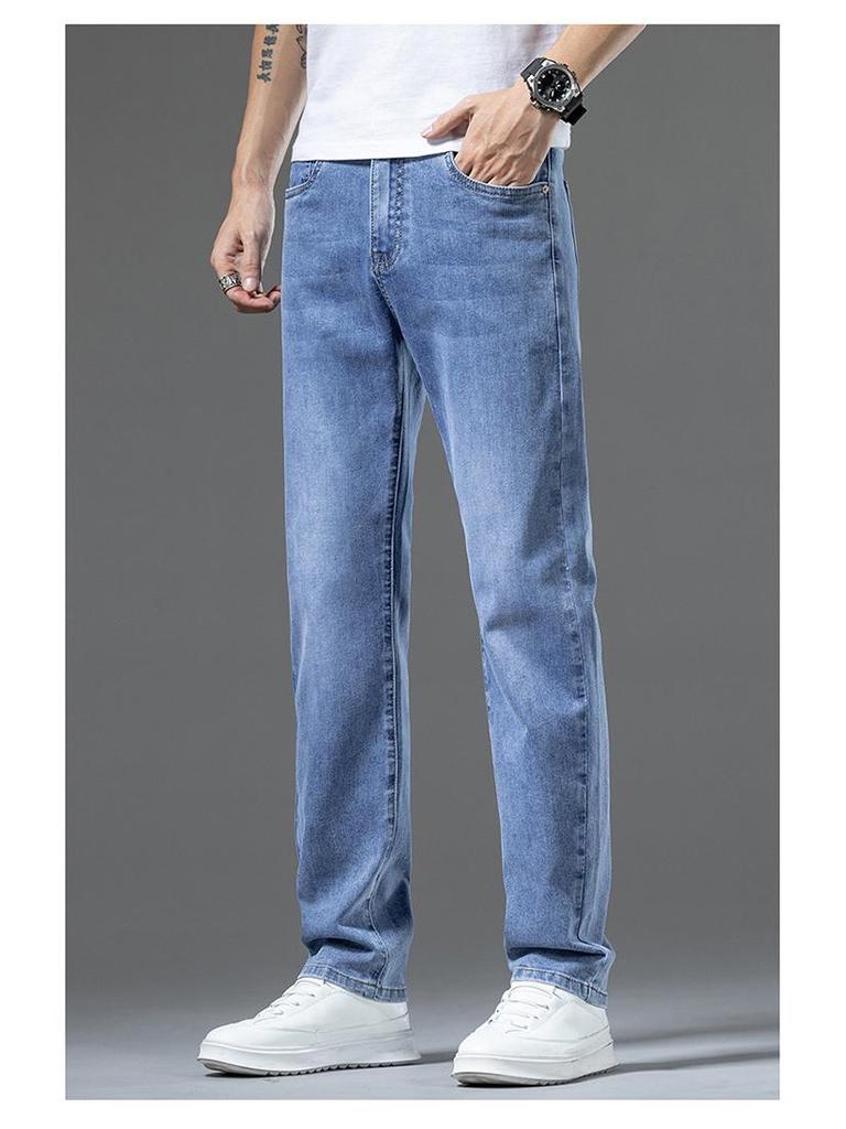 Hellblaue Loose Straight Jeans für Herren – Trendy Frühlings-/Sommermode, Freizeithose