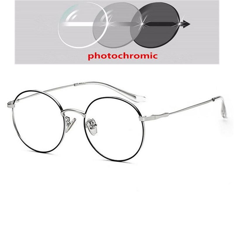 Anti Blue Light Round Nearsighted Glasses For Women Men Metal Oval Short Sight Spectacles Diopter 0 -0.5 -0.75 -1.0 To -6.0