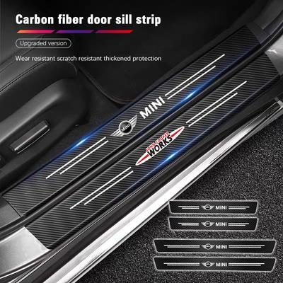 MINI Car Threshold Strip Anti Stepping Leather Protective Sticker For MINI Cooper R56 F56 R50 JCW Cabrio Aceman Countryman WORKS