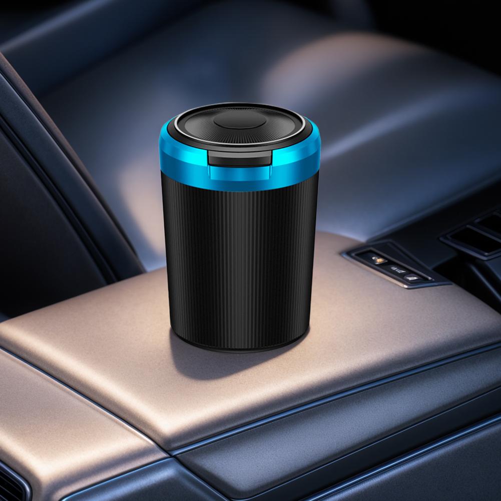 Car Ashtray with Lid Portable Ash Tray with LED Light Mini Car Trash Can Multi-Function Pop Up Ashtray for Home Car Interior Par