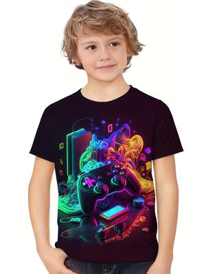 Παιδικό Καλοκαιρινό Αγόρι Χειριστήριο Παιχνιδιών Μόδα 3d Εκτυπωμένο Κοντομάνικο Μπλουζάκι Παιδικό O-Λαιμό Καθημερινό T-Shirt Streetwear Τοπ Ρούχα