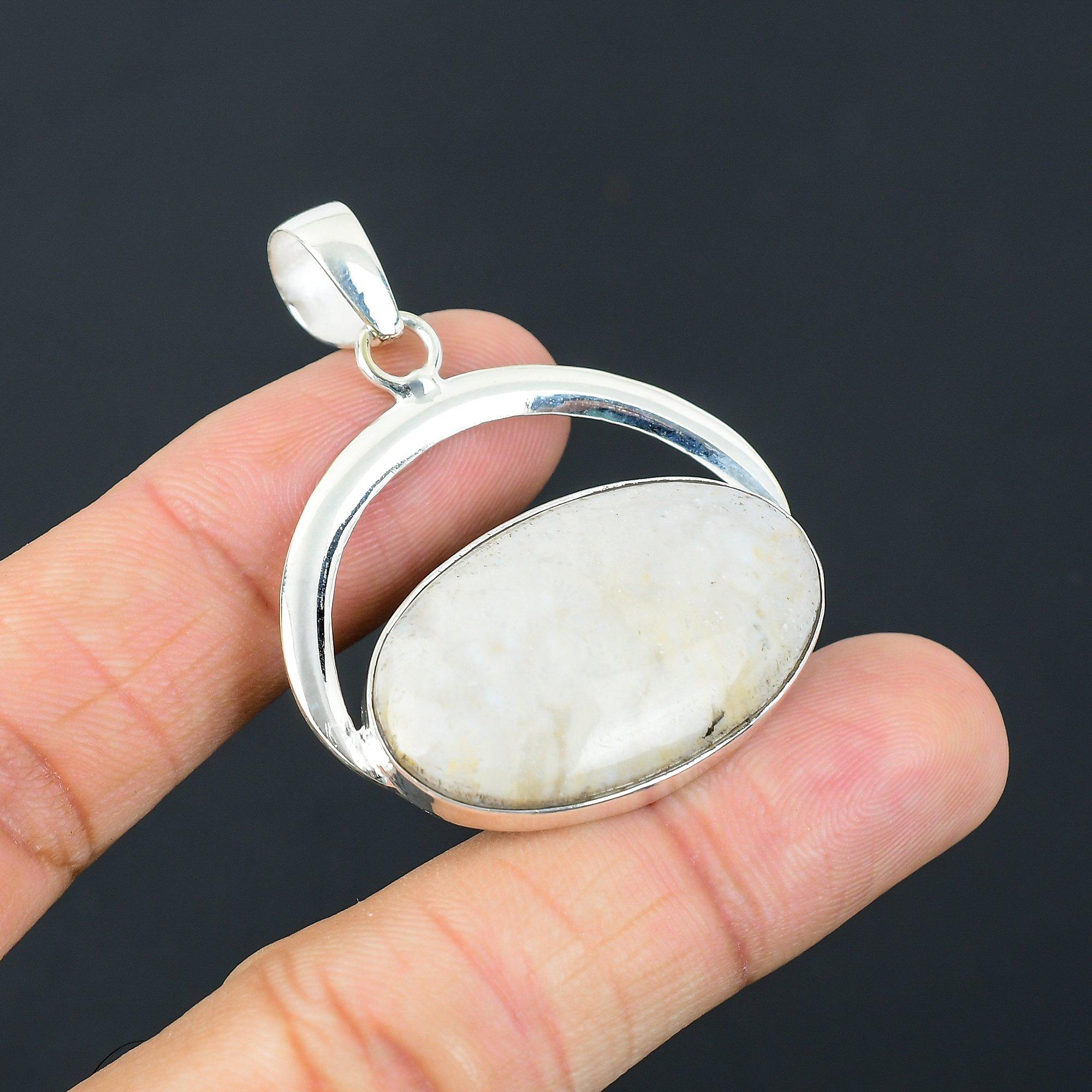 Daughters Day Deal Natural Fossil Coral Root Chakra Pendant Jewelry 925 Silver