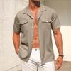 Linen Shirts For Men Short Sleeve Button Down Summer Color Shirt Casual Fashion Loose Lapel Tops