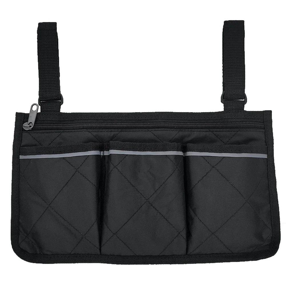 Wheelchair Side Storage Bag Cycling Pockets Stroller Bag for Sundries Wallet Snacks Storage Use with Reflective Strip