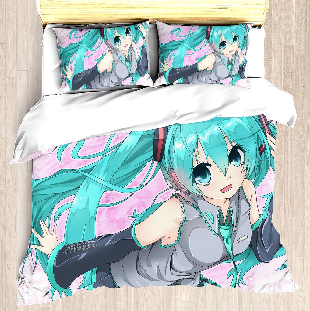 Hatsune Miku Duvet Cover Set Comforter Bedding 3d Children'S Bedding Set 3-Piece 1 Quilt Cover King Size