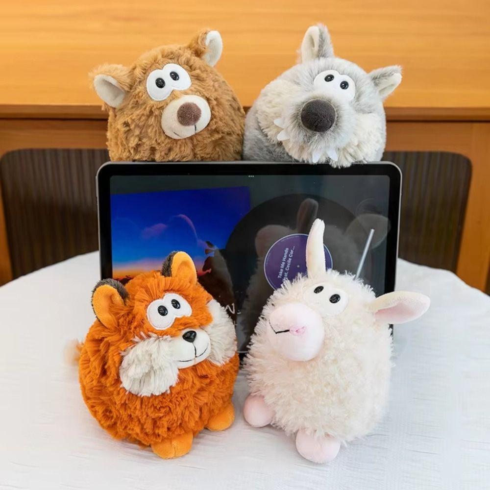 Soft Grey Wolf Plush Doll Fluffy Brown Bear Figurine Baby Goat Plush Toy  Kids Holiday Gifts
