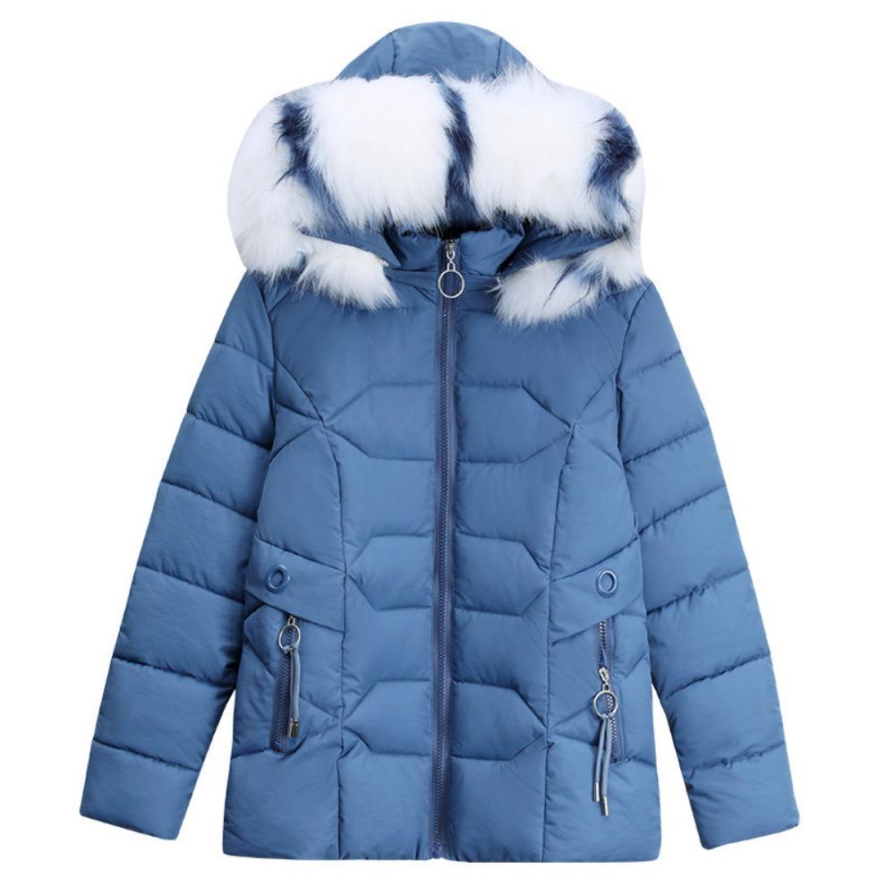 New Women's Cotton-padded Jacket Short Jacket Large Fur Collar Removable Hat Women's Down Cotton-padded Jacket Women's Large Size Cotton-padded Jacket