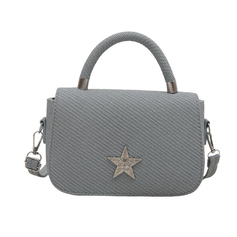 Fresh lady 2025 summer new star bright diamond chain texture simple portable shoulder crossbody small square bag