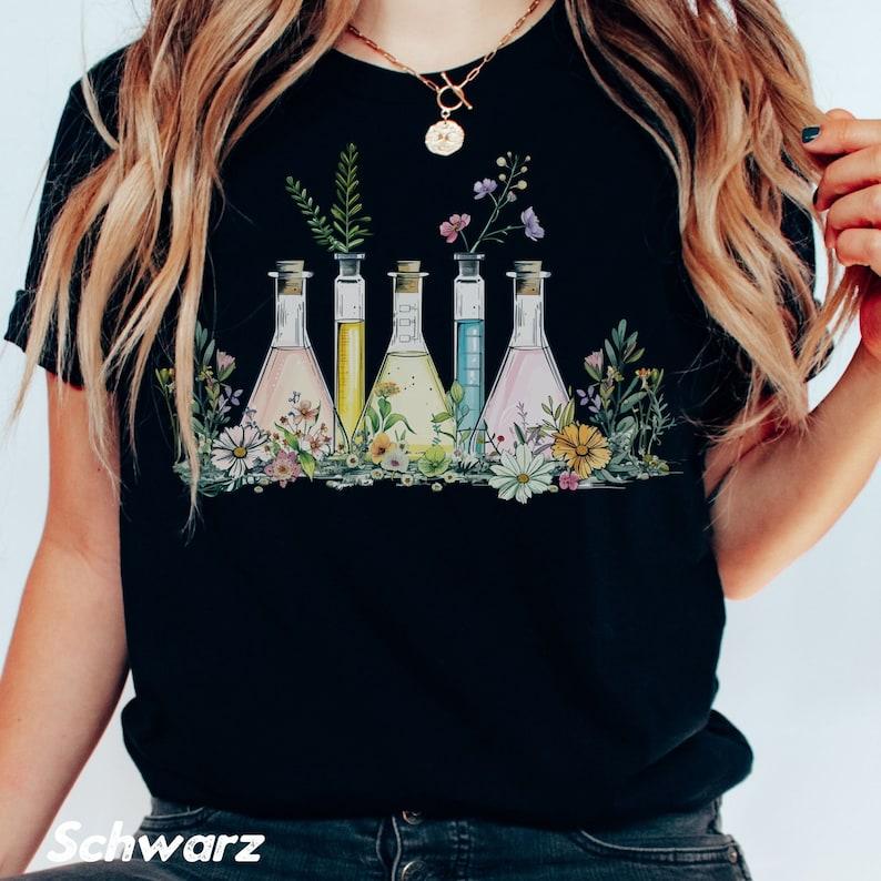 Cute Floral Test Tubes Tshirt Graduation Lab Colleague Gift Biology Teacher Tshirt Chemistry Laboratory Technology