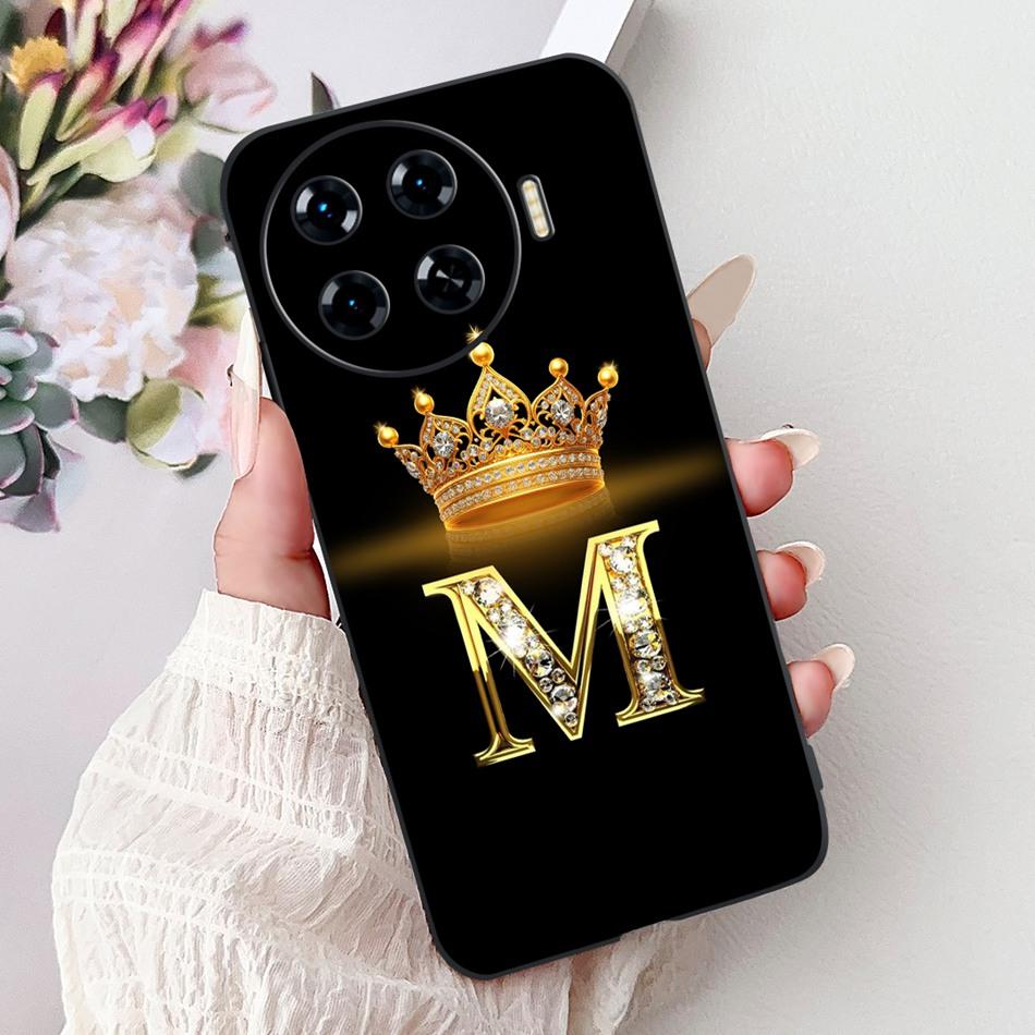 For Tecno Spark 20 Pro+ 20Pro 20 20C Fashion Crown Letter Phone Case For Spark20 20 Pro Plus Black Silicone Soft Cases Bumpers