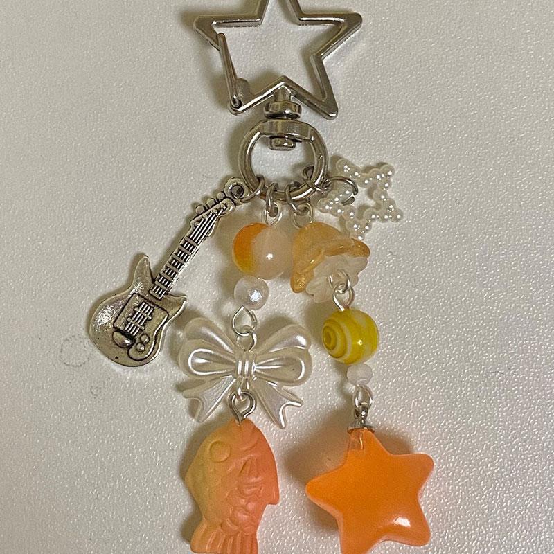 Aesthetic Y2k Beaded Green Japanese Melon Ramune Soda Star Keychain and Korean Soda Keychain