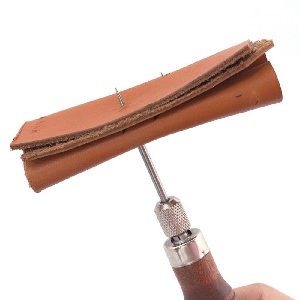 4 in 1 DIY Wood Handle Leather Stitching Awl for Leather Sewing Scratch Awl Tools Canvas Leathercraft Sewing Needle Kit