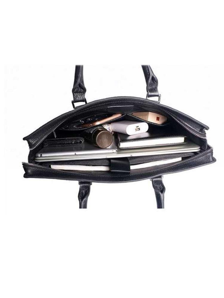 Men's High-End Genuine Leather Briefcase with Anti-Theft Fingerprint Lock - Single Shoulder Crossbody Business Handbag