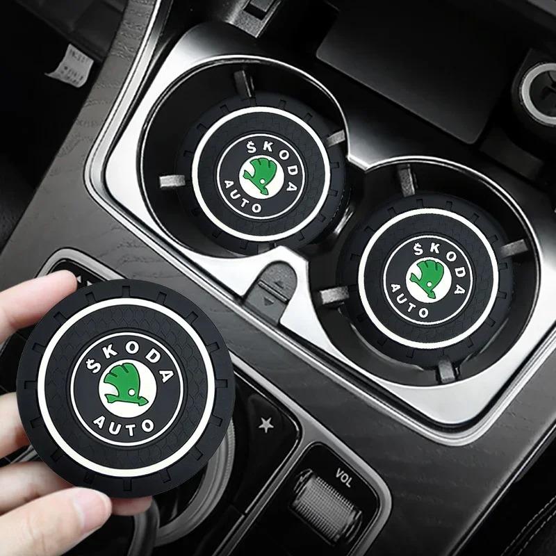 Car Cup Holder Coaster for Skoda Octavia Fabia Superb Rapid Kodiaq Kamiq Karoq Scala Auto Interior Accessories Anti-Slip Mat