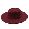 British Elegant Ring-Shaped Concave Flat-Topped Woolen 8.5Cm Top Hat Men'S And Women'S Fashion Flat-Topped Woolen Top Hat