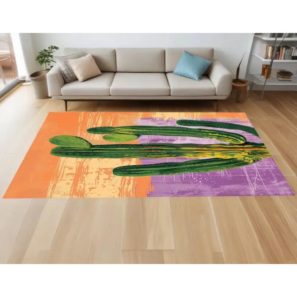 Cactus, Western, Desert, Desert Plant, Green,Orange, Nature, Light Purple , Home Decor Rug, Modern , Popular Rug