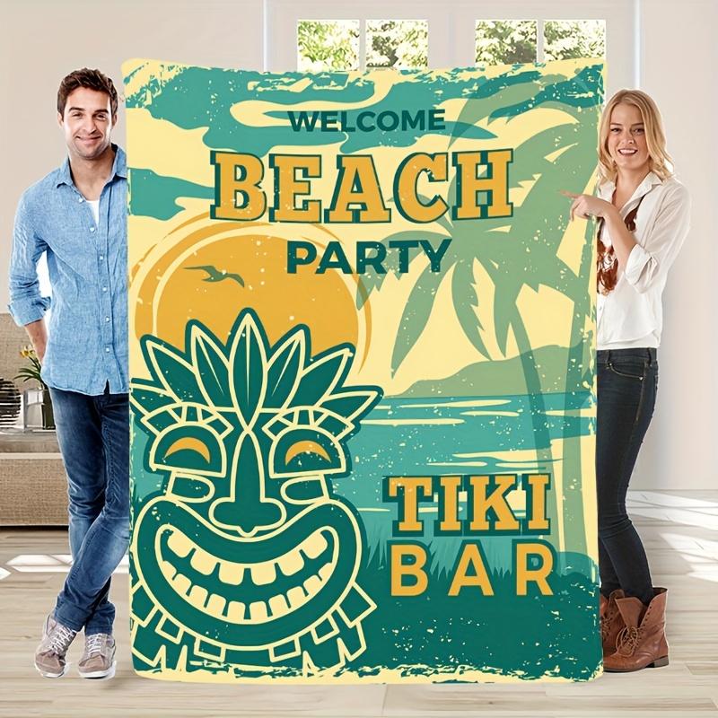 Tropical Beach Style Pattern Flannel Printed Blanket Suitable for All Seasons Suitable for Living Room Office Sofa and Travel