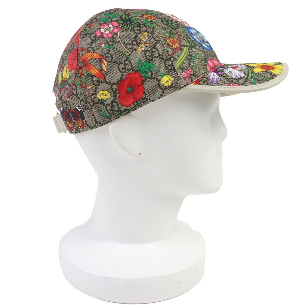Pristine GUCCI cap GG Supreme Flora floral baseball cap Beige multicolor 603986 Used
