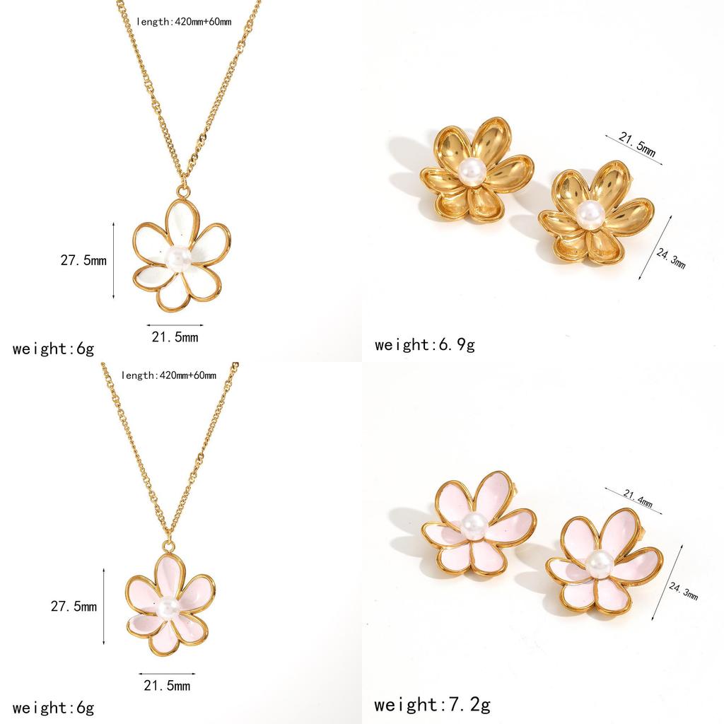 Collection de Bijoux Floraux de Designer Printemps en Acier Inoxydable Pour Dames Usage Quotidien