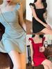 Fashion slim and thin sexy backless dress summer new small fresh fungus edge suspender skirt