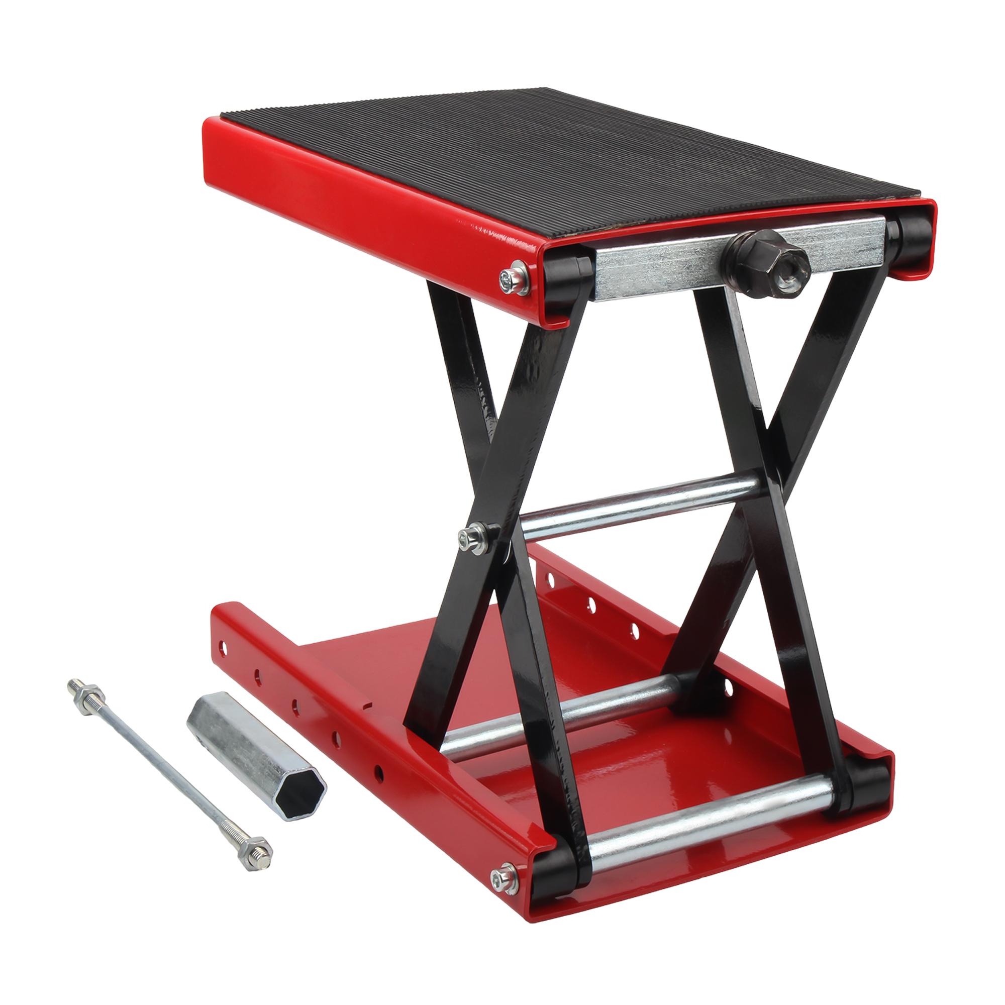 

Motorcycle Lift 1100 LBS Motorcycle Repair Tools Scissor Lift Jack with Wide Deck & Safety Pin Steel Scissor Jack Dirt Bike красный