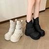 8cm Women's  New Spring and Autumn Style Short Boots with Small stature and Sponge Cake to Look Thin